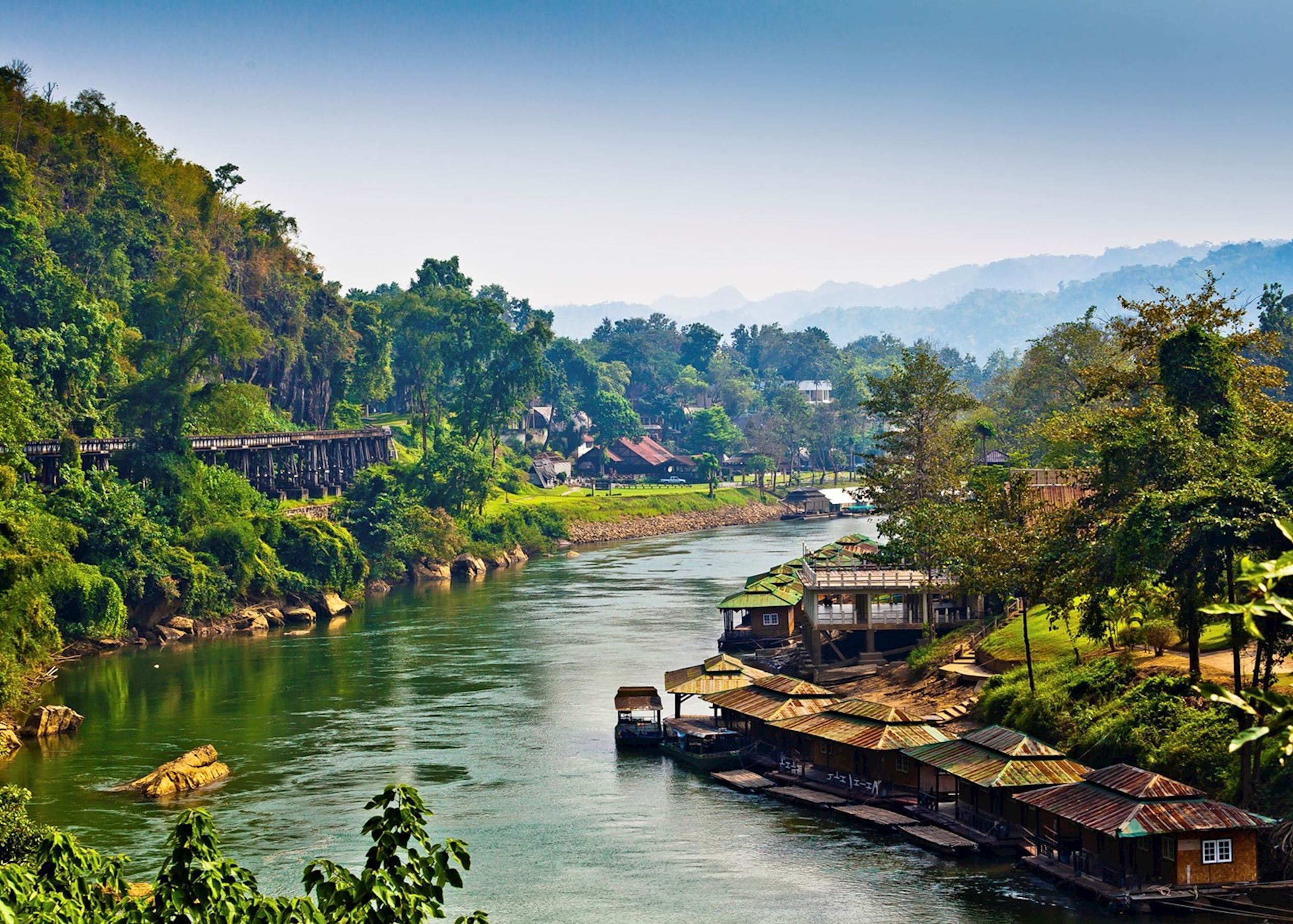 Damnern Saduak and River Kwai & elephant riding, elephant bathing, bamboo rafting